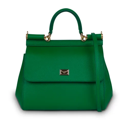 Dolce & Gabbana , Sicily Mini Leather Tote Bag ,Green female, Sizes: ONE SIZE