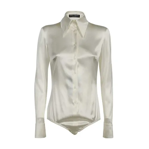 Dolce & Gabbana , Silk Long Sleeve White Shirt ,White female, Sizes: