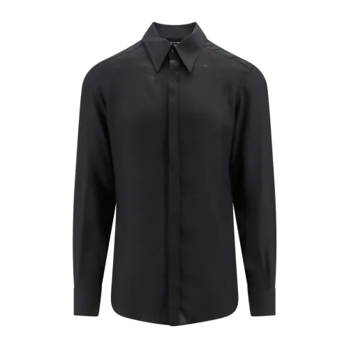 Dolce & Gabbana , Silk Monogram Shirt ,Black male, Sizes:
