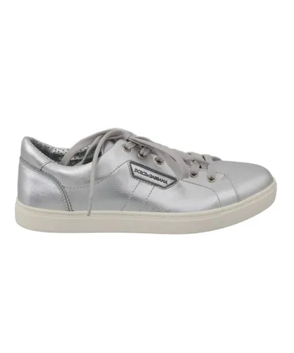 Dolce & Gabbana Silver Leather Mens Casual Sneakers - Green