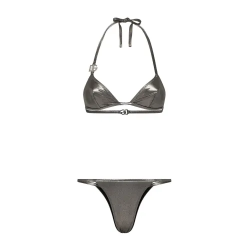 Dolce & Gabbana , Silver Triangle Bikini Set for Women ,Gray female, Sizes: