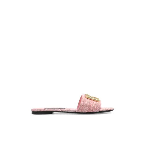 Dolce & Gabbana , Slides with logo ,Pink female, Sizes: