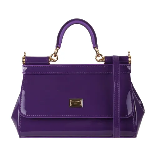 Dolce & Gabbana , Small Sicily Patent-Leather Bag ,Purple female, Sizes: ONE SIZE