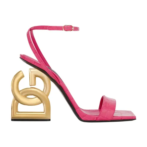 Dolce & Gabbana , Sophisticated Reptile High Heel Sandals ,Pink female, Sizes: