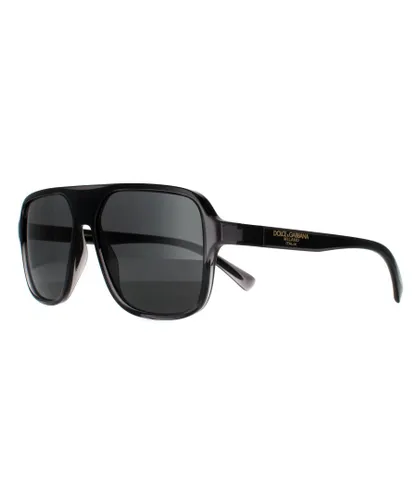 Dolce & Gabbana Square Mens Transparent Grey and Black Dark Sunglasses - One