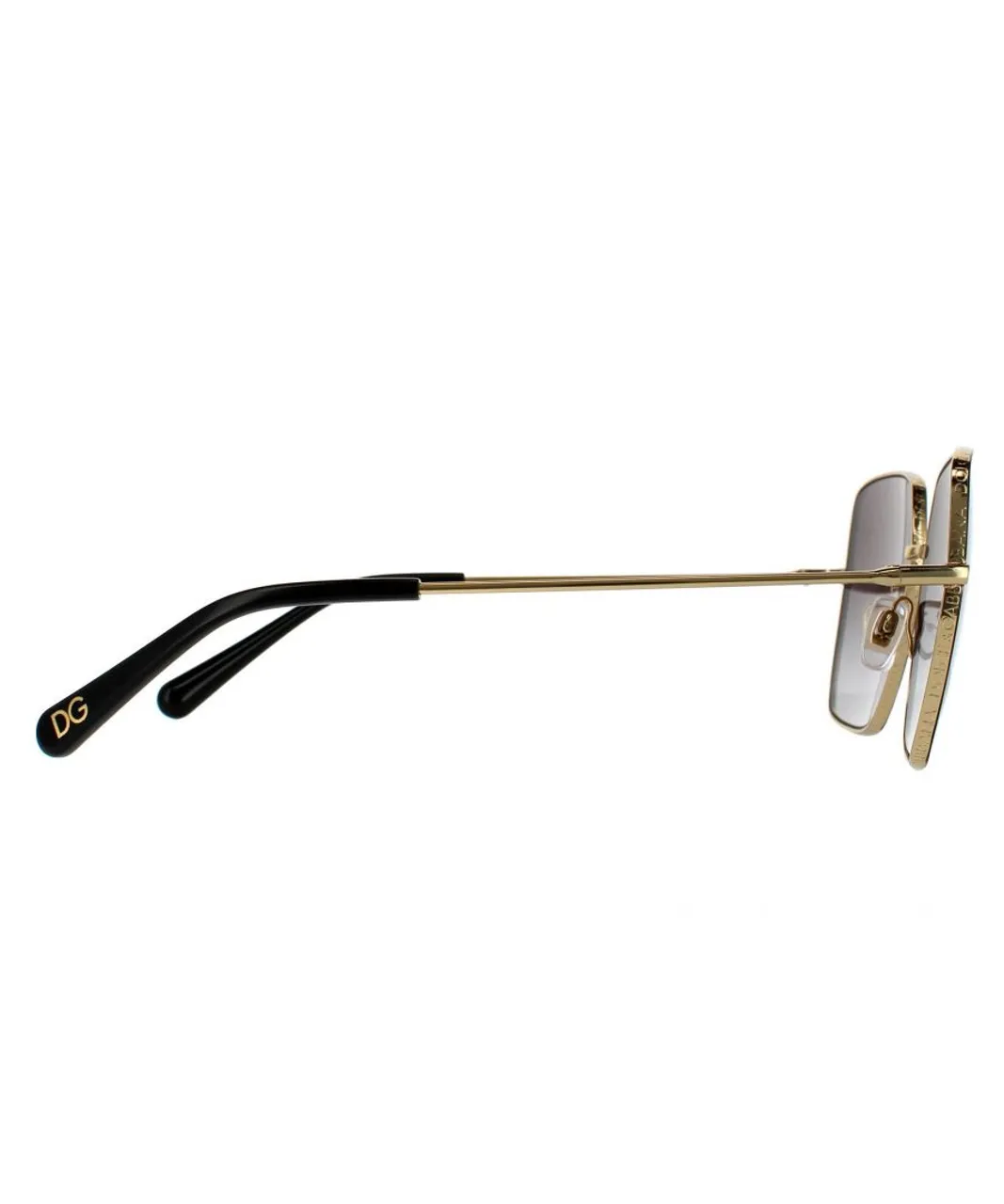 Dolce & Gabbana Square Womens Black Gold Grey Gradient Sunglasses Metal - One