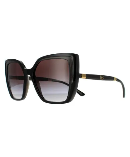 Dolce & Gabbana Square Womens Black On Transparent Dark Grey Gradient Sunglasses - One