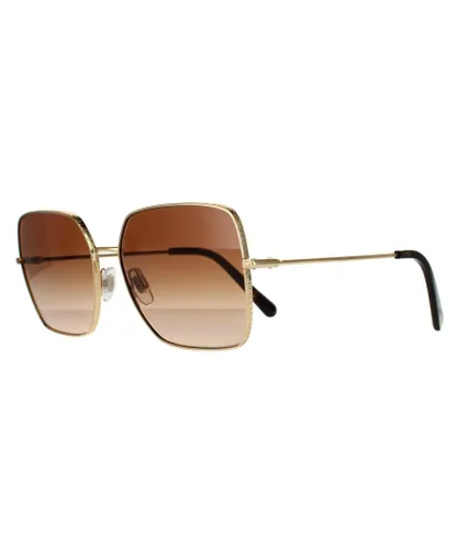 Dolce & Gabbana Square Womens Gold Dark Brown Gradient Sunglasses Metal - One