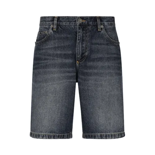 Dolce & Gabbana , straight-leg cotton denim shorts ,Blue male, Sizes:
