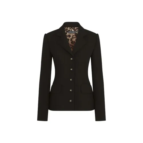 Dolce & Gabbana , Straight woolen crêpe jacket ,Black female, Sizes: