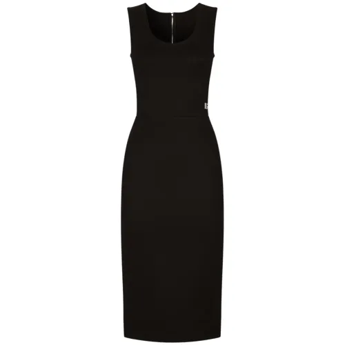 Dolce & Gabbana , Stylish Daytime Midi Dress ,Black female, Sizes: