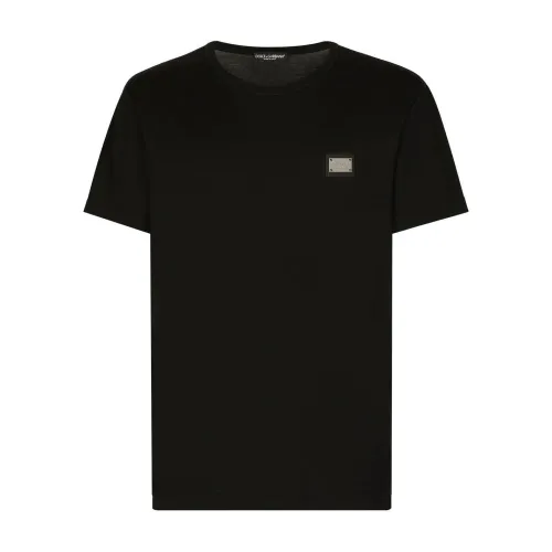 Dolce & Gabbana , T-shirt with Branded Tag ,Black male, Sizes:
