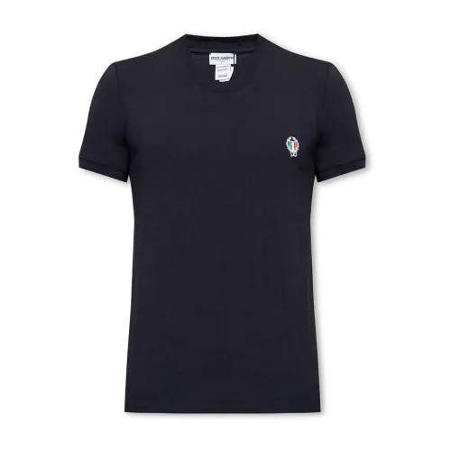 Dolce & Gabbana , T-shirt with logo ,Blue male, Sizes: