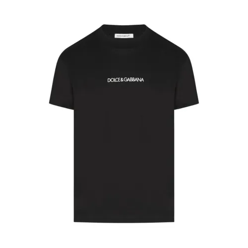Dolce & Gabbana , T-Shirt With Logo Embroidery ,Black male, Sizes: