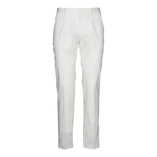 Dolce & Gabbana , Tailored White Chinos with Metal Logo Plate ,White male, Sizes:
