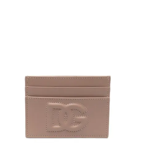 Dolce & Gabbana , Tonal Logo Leather Cardholder ,Pink female, Sizes: ONE SIZE