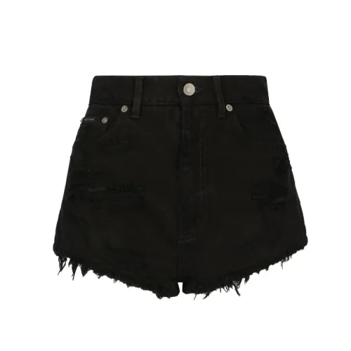 Dolce & Gabbana , Trendy Distressed Denim Shorts ,Black female, Sizes: