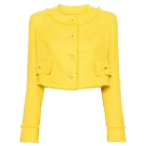 Dolce & Gabbana , Tweed Crop Blazer ,Yellow female, Sizes: