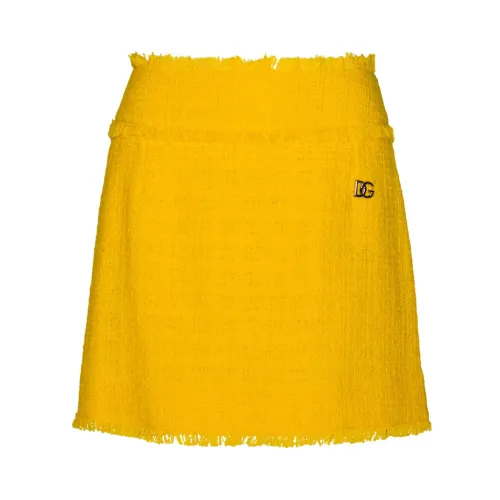 Dolce & Gabbana , Tweed Skirt ,Yellow female, Sizes: