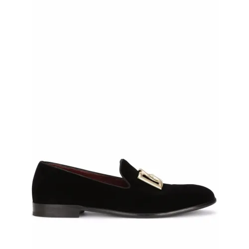 Dolce & Gabbana , Velvet Loafers ,Black male, Sizes: