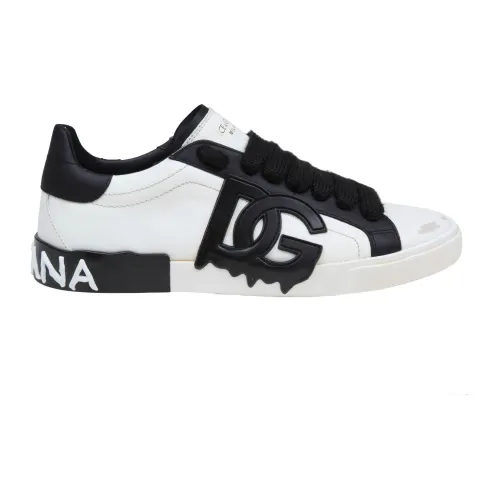 Dolce & Gabbana , Vintage Low Top Sneakers in White/Black ,Multicolor male, Sizes: