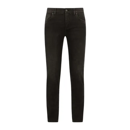Dolce & Gabbana , Washed Black Skinny Stretch Jeans ,Black male, Sizes:
