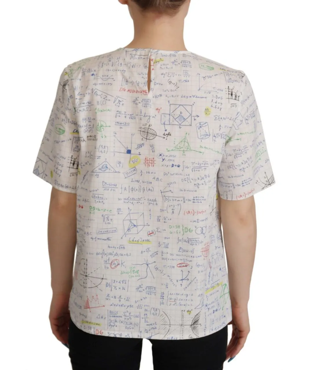 Dolce & Gabbana White Cotton Algebra Print Short Sleeves WoMens Top