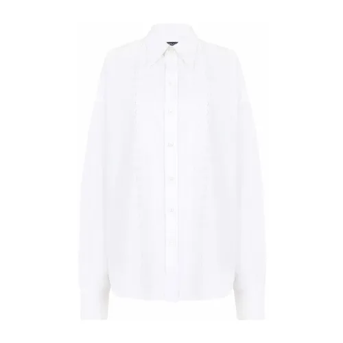 Dolce & Gabbana , White Cotton Broderie Anglaise Shirt ,White female, Sizes: