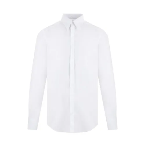 Dolce & Gabbana , White Cotton Poplin Shirt with Pointed Collar and Button Closure ,White male, Sizes: