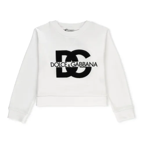 Dolce & Gabbana , White Cotton Sweatshirt for Girls ,White female, Sizes: