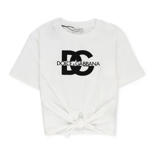 Dolce & Gabbana , White Cotton T-shirt for Boys with Logo ,White female, Sizes: