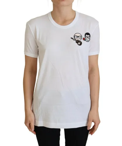 Dolce & Gabbana White #dgfamily Crewneck Cotton WoMens T-shirt