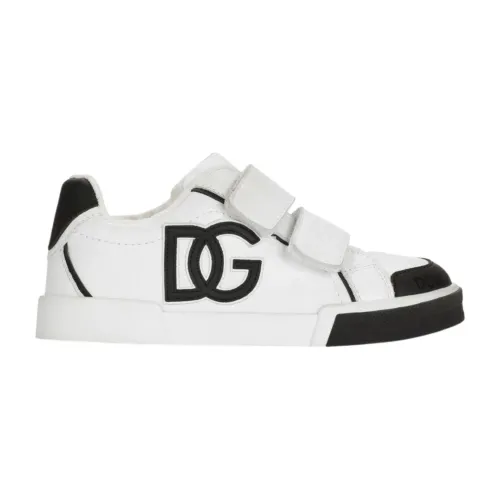 Dolce & Gabbana , White Flat Shoes with Logo Detail ,White male, Sizes: