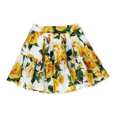 Dolce & Gabbana , White Floral Cotton Girl Skirt ,Multicolor female, Sizes: