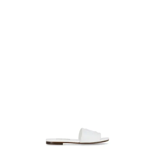 Dolce & Gabbana , White Leather Girl Slippers ,White female, Sizes: