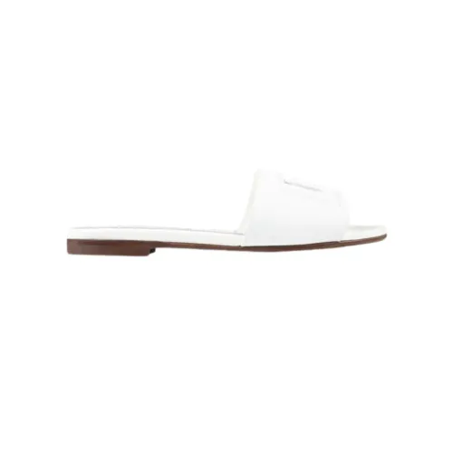 Dolce & Gabbana , White Leather Kids Sandals with Perforated Logo ,White female, Sizes: