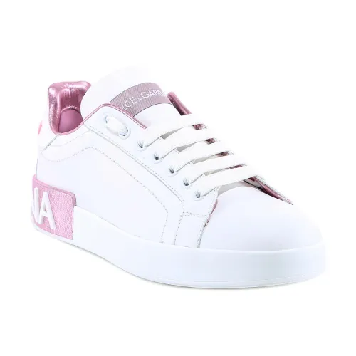 Dolce & Gabbana , White Leather Sneakers Aw23 ,White female, Sizes: