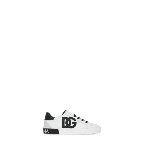 Dolce & Gabbana , White Leather Sneakers for Boys ,White male, Sizes: