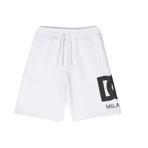 Dolce & Gabbana , White Logo Print Shorts ,White male, Sizes: