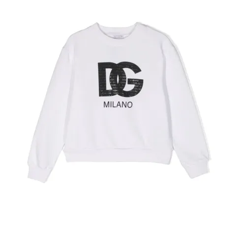 Dolce & Gabbana , White Logo Print Sweaters ,White male, Sizes: