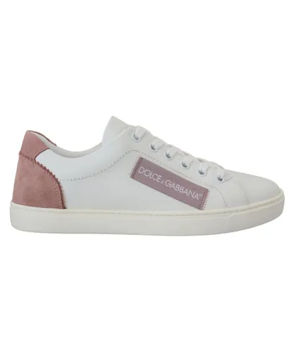 Dolce & Gabbana White Pink Leather Low Top Sneakers WoMens Shoes Leather (archived)