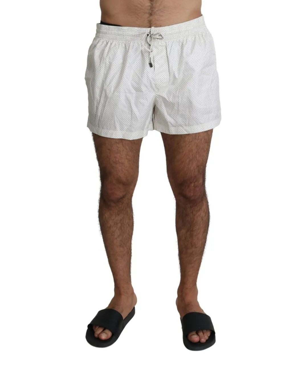 Dolce & Gabbana White Polka Beachwear Shorts Mens Swimshorts