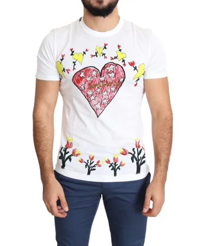 Dolce & Gabbana White Saint Valentine Print Cotton Mens T-shirt