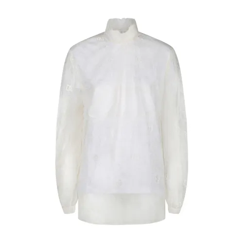 Dolce & Gabbana , White Sheer Lace Blouse ,White female, Sizes: