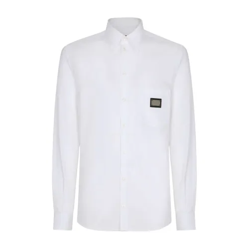Dolce & Gabbana , White Shirts with Metal Logo ,White male, Sizes: