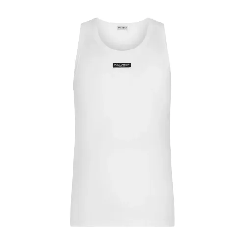 Dolce & Gabbana , White Tank Top with Logo Label ,White male, Sizes: