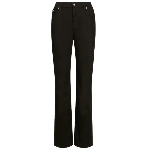 Dolce & Gabbana , Wide-Leg Jeans with Logo Patch ,Black female, Sizes: