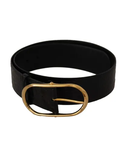Dolce & Gabbana WoMens Black Embossed Leather Gold Tone Metal Buckle Belt