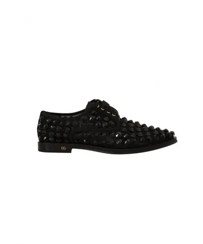 Dolce & Gabbana WoMens Black Lace Up Studded Formal Flats Shoes