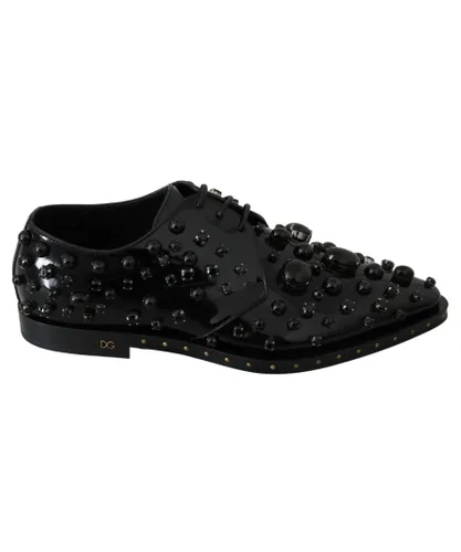 Dolce & Gabbana WoMens Black Leather Crystals Dress Broque Shoes